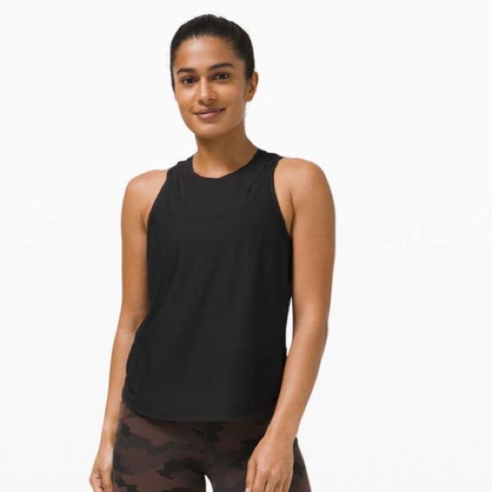 Lululemon Size 2 Lightweight Run Kit Tank Top‎ Black Relaxed Fit Workout Gym